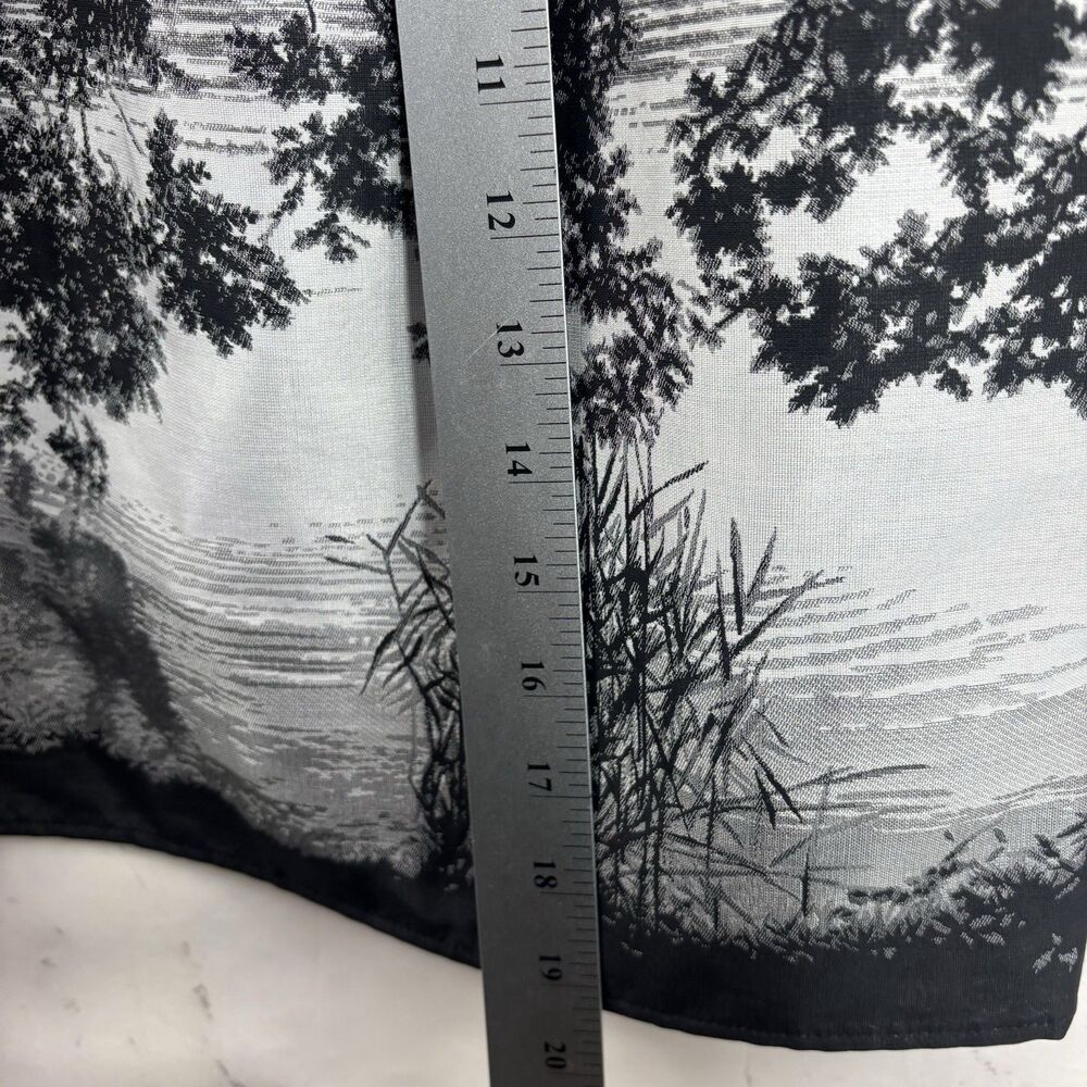 VTG Agnès B. Y2k Mini Skirt 38 6 France Scenic Nature Print Grayscale Blk White - Picture 7 of 15